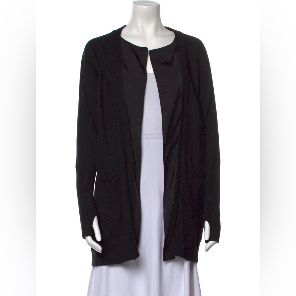 KAUFMANFRANCO Collection Carbon Knit Black Open Front Cardigan Size Small